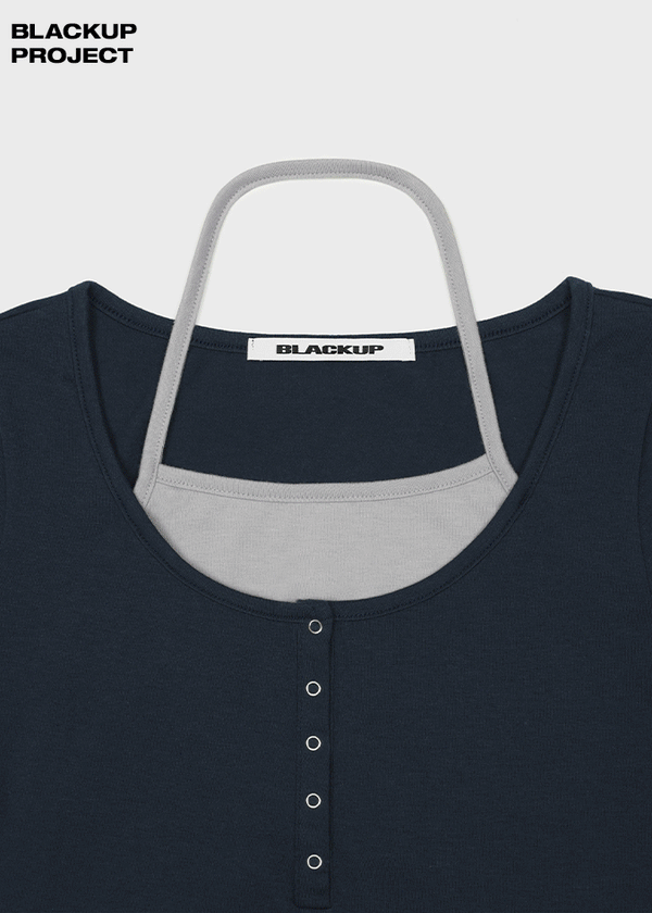 [MADE] Pieta Halter Layered Short-Sleeve Tee (Modal 38%)
