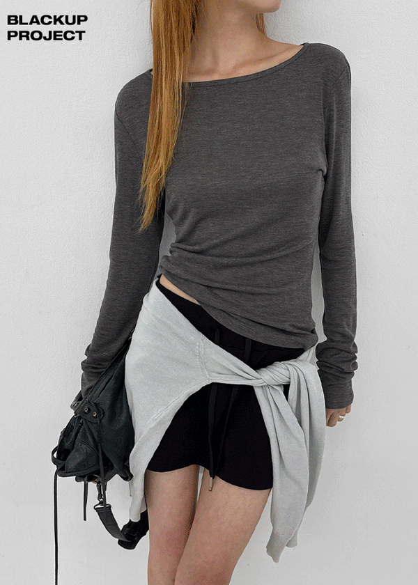 [MADE] Tenlua Wool Tencel Boat Neck Long Sleeve Tee (50% Tencel)