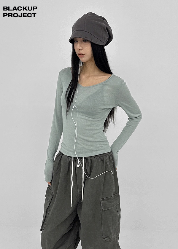 [MADE] Tenlua Wool Tencel V-Neck Long Sleeve Tee (50% Tencel)