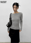 [MADE] Moeli Hairy Ribbed Button Boat Neck Knit