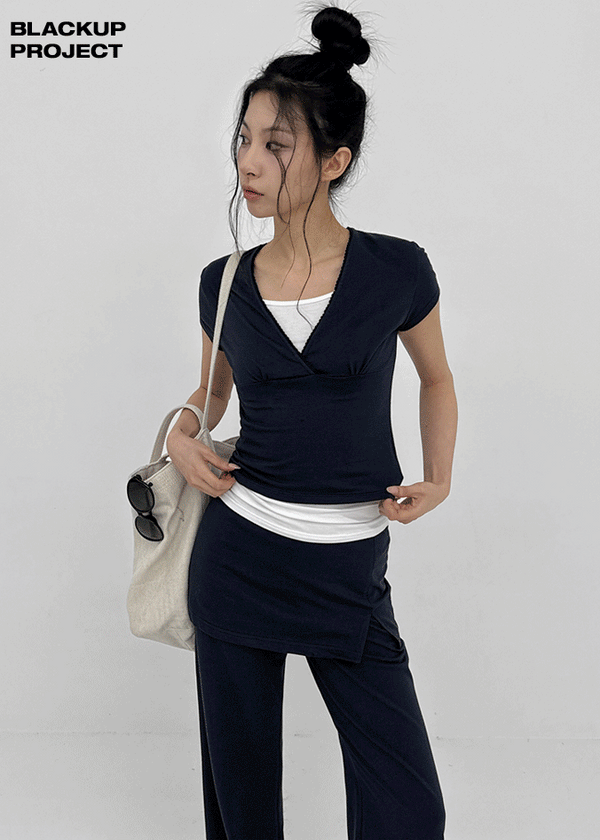 [MADE] Pompo Cooling Lace Wrap Short Sleeve Tee (Set Available)