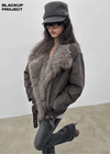 [MADE] Muer High-Neck Fur Padded Shearling Jacket