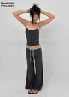 [MADE] Cloven Contrast Button Sleeveless Top (Set Available)
