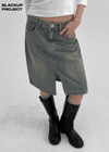 [MADE] Wiston Slit Denim Midi Skirt