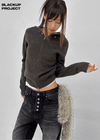 [MADE] Furicle Fur-Trimmed Knit Zip-Up Hoodie