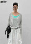 [MADE] Geneva Deep V-Neck Oversized Long Sleeve Tee