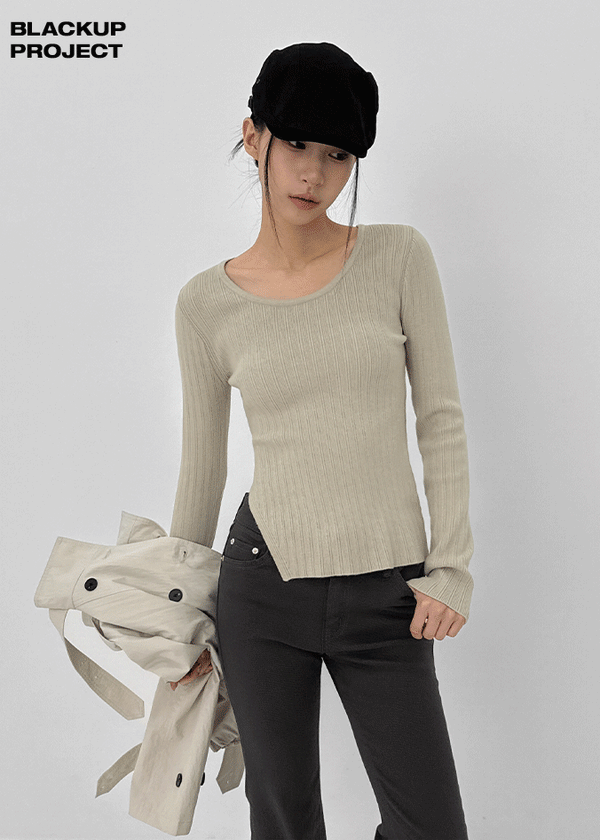 [MADE] Robenin Ribbed Slit Knit