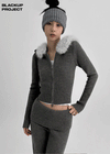[MADE] Eriki Fur Trimming Knit Zip-up (Set Available)