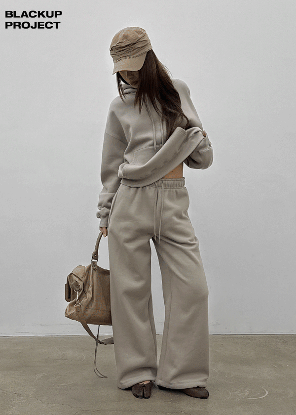 [MADE] Ash Fleece-Lined Hotfix Elastic Waist Pants