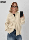 [MADE] Rietta Cable Knit Hooded Cardigan