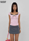 [MADE] Daychi Button Cap Sleeve Short Sleeve Top