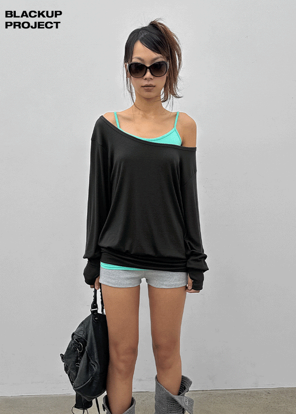 [MADE] Rubein One-Shoulder Warmer Long Sleeve Tee