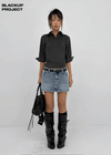 [MADE] Bylon Low-Waist Denim Mini Skirt Pants