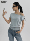 [MADE] Kerry Unbalanced Off-Shoulder Knit