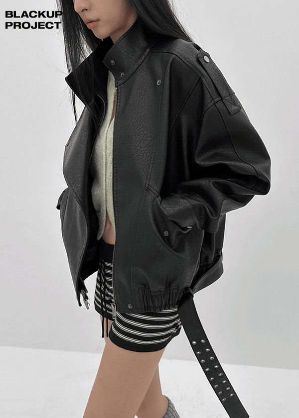 [MADE] Weeblytham High Neck Leather Jumper