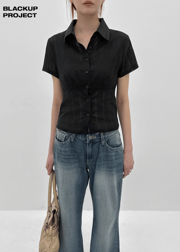 [MADE] Winkle Pleated Short Sleeve Shirt