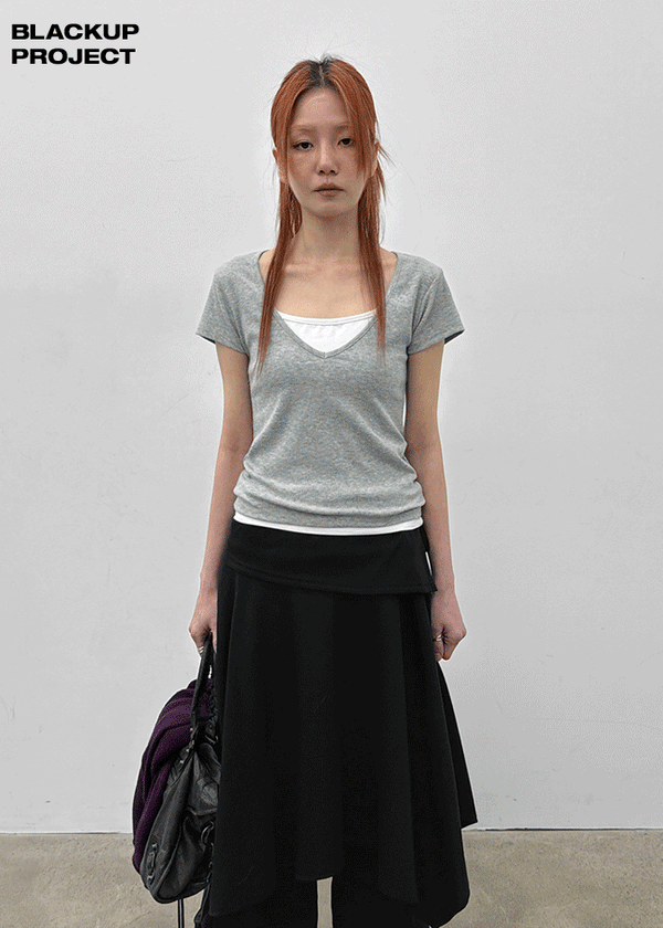 [MADE] Dutsbi Deep V-Neck Short Sleeve Top