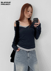 [MADE] Flora V-neck long-sleeved T-shirt
