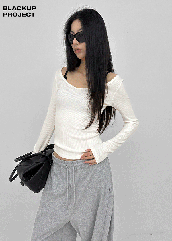 [MADE] Liav Knit-like V-neck Long Sleeve Tee