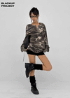 [MADE] Paette Camo Waffle Henley Neck Long Sleeve Tee