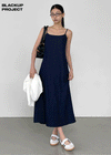 [MADE] Lapel Dot Sleeveless Long Dress