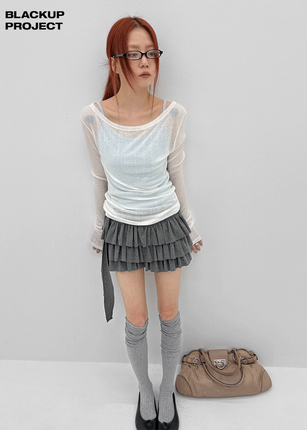 [MADE] Alotte Strap Tiered Skirt Pants