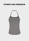[MADE] Brisa Stripe Holter-Neck Sleeveless (Built-in Cap)