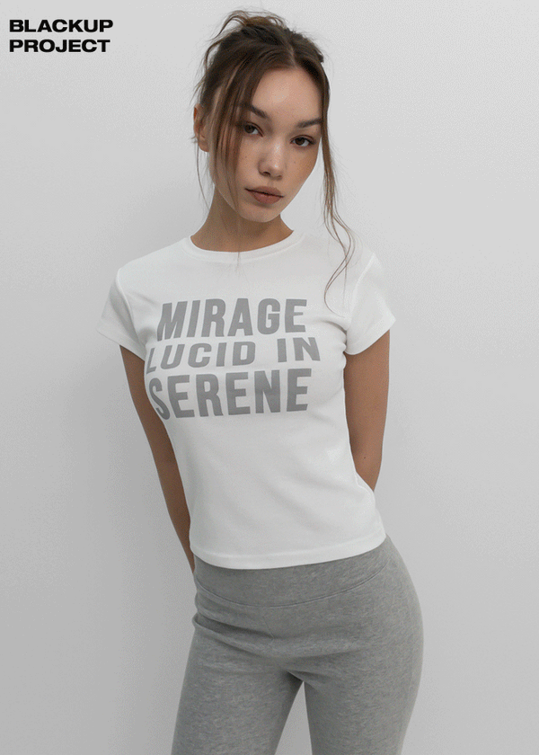 [MADE] Elsie Lettering Round-Neck Short-Sleeve T-Shirt