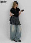 [MADE] Kiku Check Pleated Mini Wrap Skirt