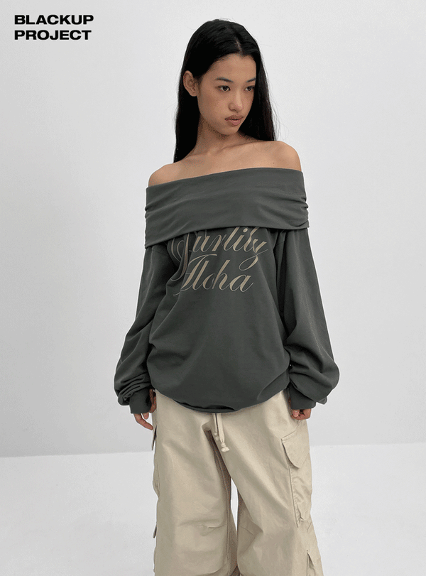 [MADE] Rookie D Off-shoulder Printed Long Sleeve T-shirt