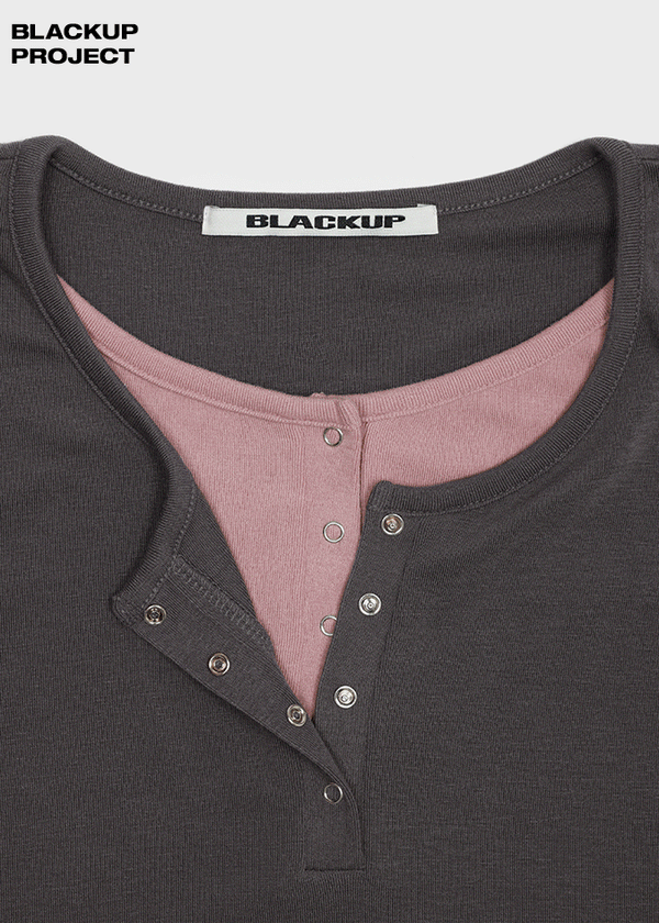[MADE] Yusia Layered Snap Long Sleeve T-shirt