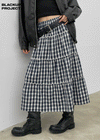 [MADE] Puona Checkered Flared Long Skirt