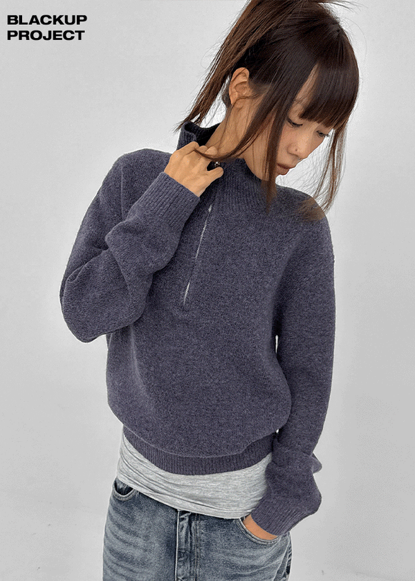 [MADE] Posie Half Knit Zip-up
