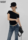 [MADE] Servi Shirred One-Shoulder Short-Sleeve T-Shirt