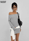 [MADE] Netia Boat Neck Ribbed Long Sleeve Tee