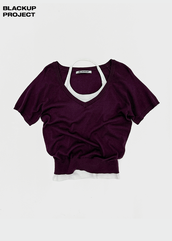 [MADE] Lumico Raglan V-Neck Short-Sleeve Knit
