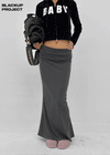 [MADE] Upper-face Folding Shirred Long Skirt (Available as a set)