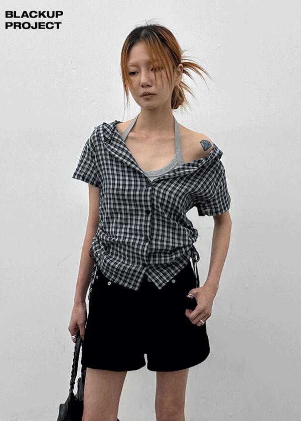 [MADE] Penco Check String Hooded Shirt
