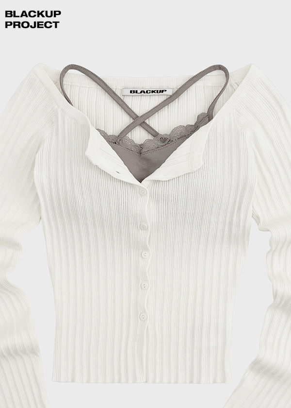 [MADE] Momori Ribbed Wide U-Neck Knit Cardigan