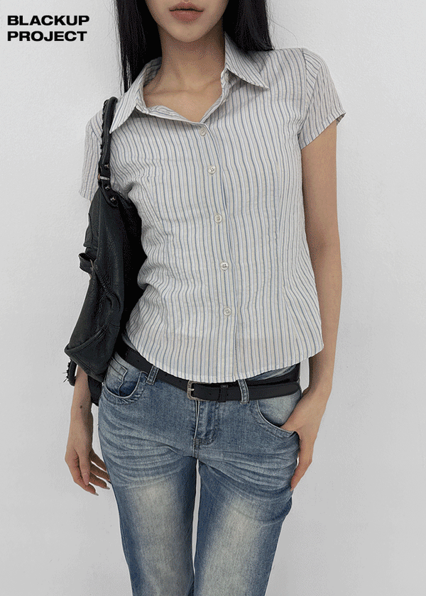 [MADE] Lunea Stripe Short-Sleeve Shirt