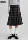 [MADE] Tnew Check Pleated Midi Skirt