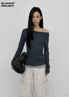 [MADE] Leel Knit-like Off-shoulder Long Sleeve Tee