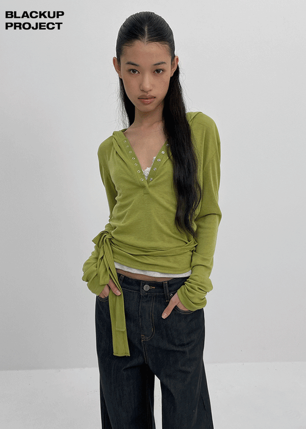 [MADE] Puria Strap Hooded Long-Sleeve T-Shirt