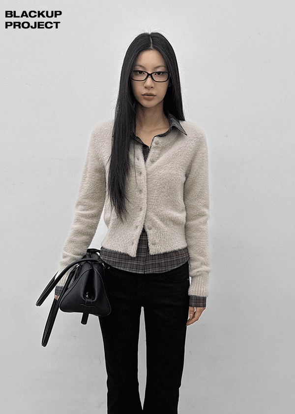 [MADE] Le Mink Round Neck Fur Knit Cardigan