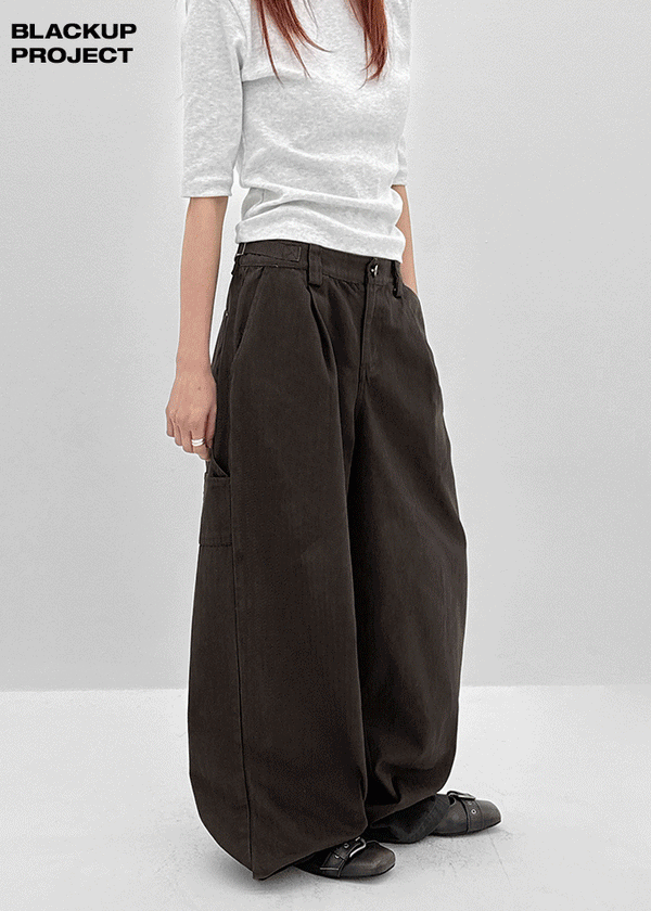 [MADE] Girliven Herringbone Single-Tuck Wide Pants