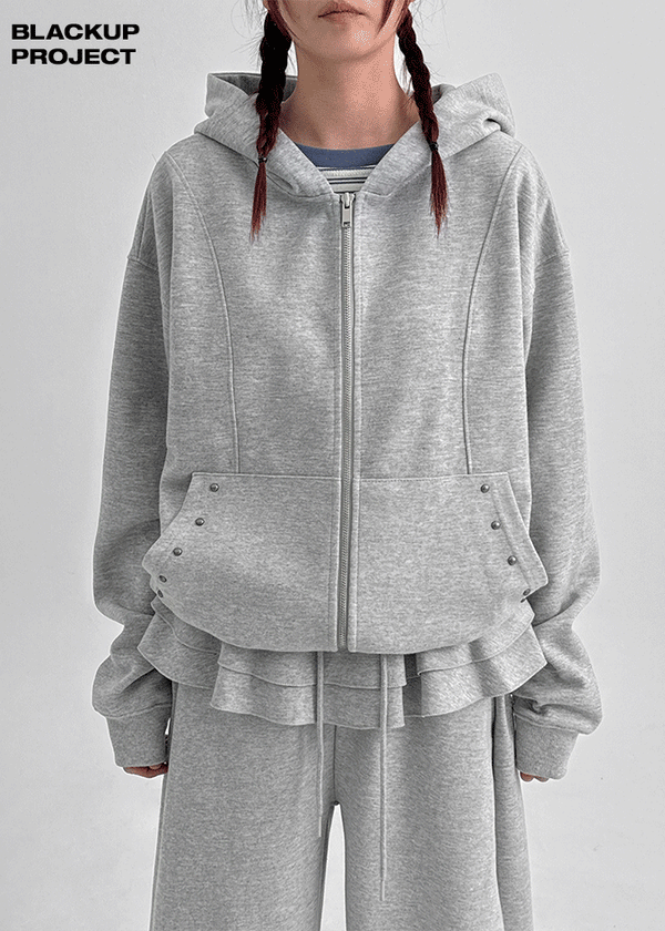 [MADE] Plain Cotton Hooded Zip-up