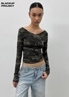[MADE] Liju Camo Print Long Sleeve T-shirt