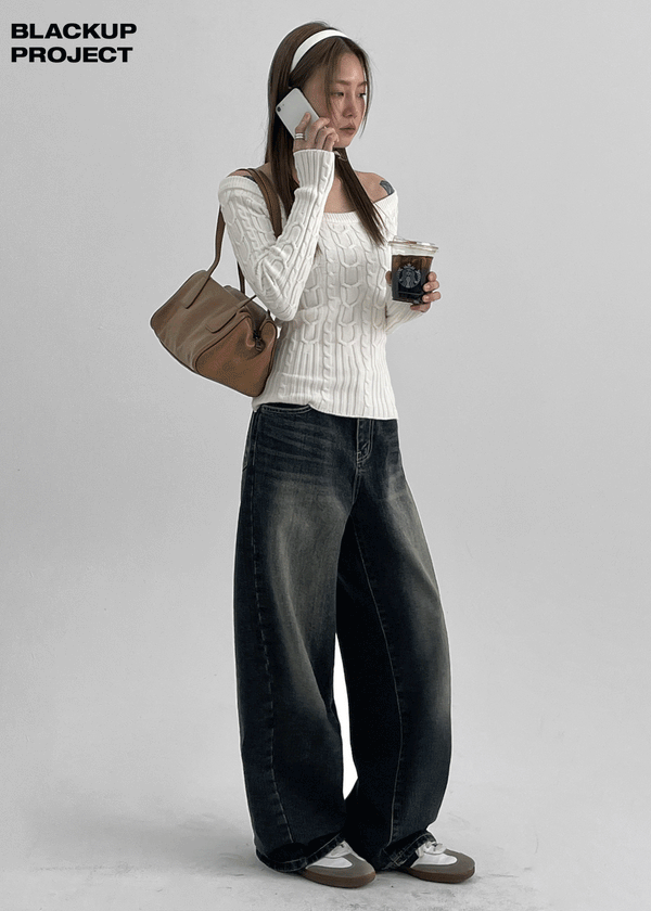 韓国発!【BLACKUP】Rumkin Washing Wide denim pants 韓国発!【BLACKUP】Rumkin Washing Wide denim pants (BLACKUP