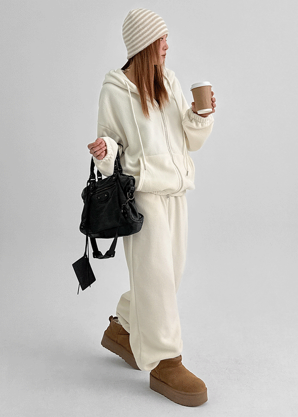 Pomen Set - Fleece Hooded Zip-up, Fleece Banded Jogger Pants