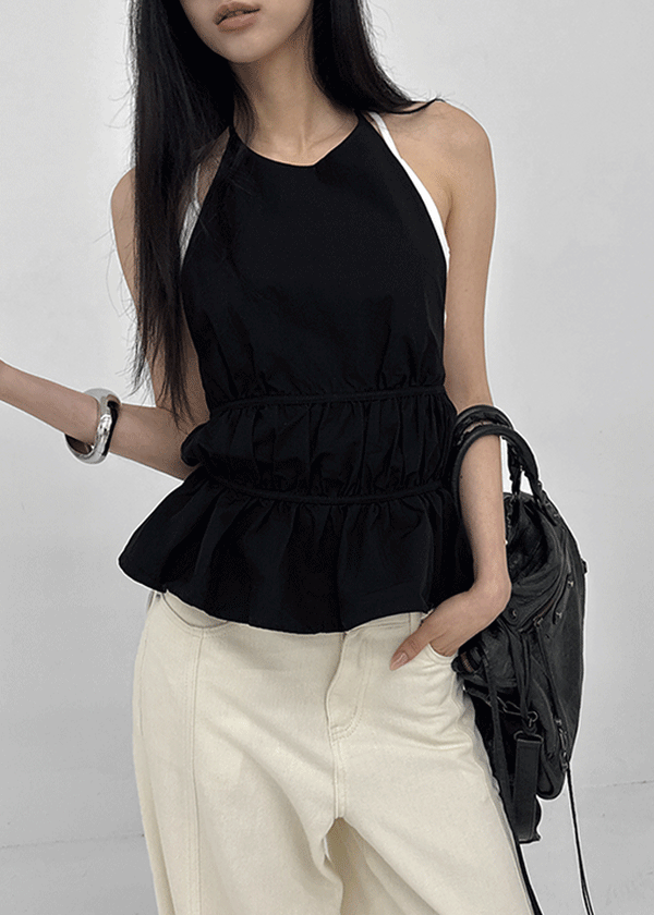Camlong Halterneck Frill Sleeveless Blouse